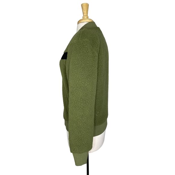 ZYIA ACTIVE Flying V Green Black Fleece Jacket Size Small Women Teddy Bear Fuzzy - Picture 2 of 12